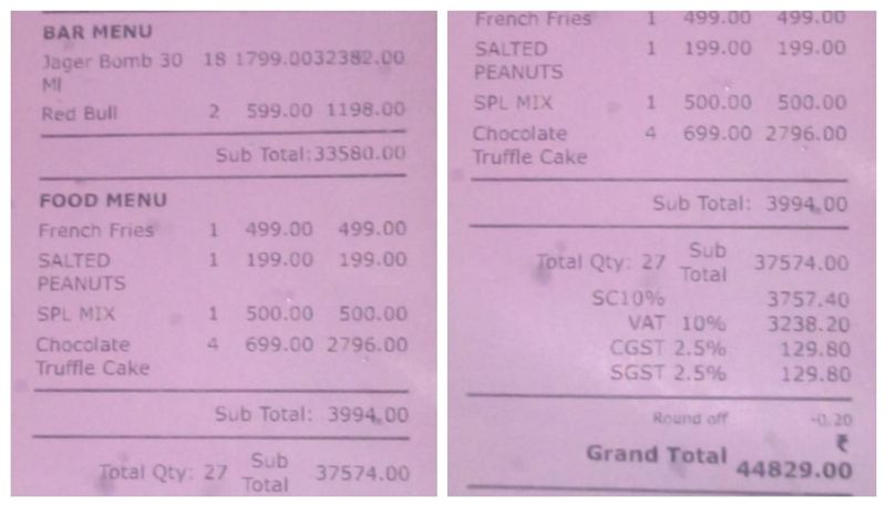 Social media users were shocked to see a Tinder date bill of Rs 44000 shared by a Thane resident