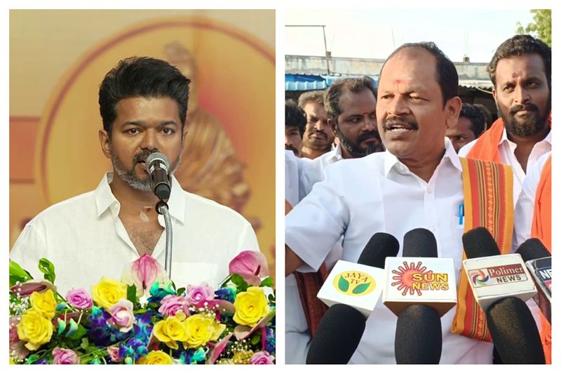 hindu makkal katchi president arjun sampath condemns actor vijay on speech about neet exam vel