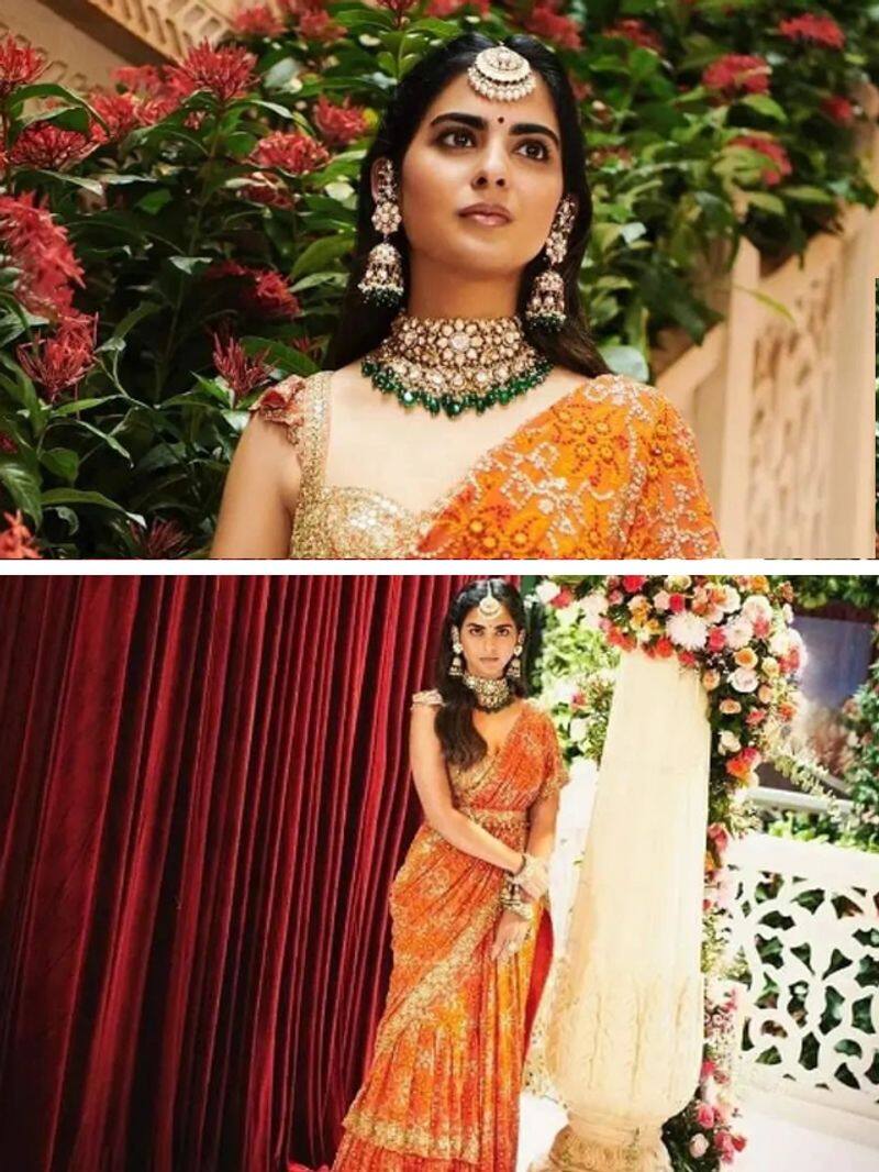 Anant Ambani, Radhika Wedding: Isha wears stunning orange saree PHOTOS ATG