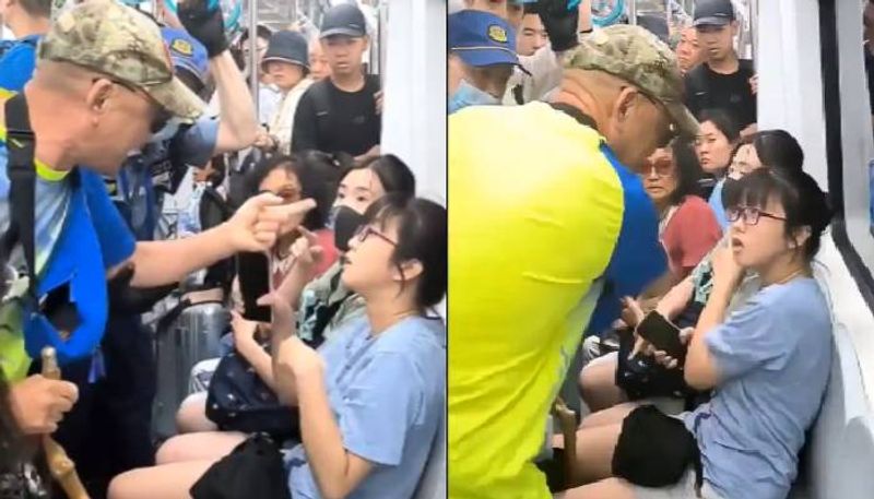 old man attacking young woman in metro china shocking video 