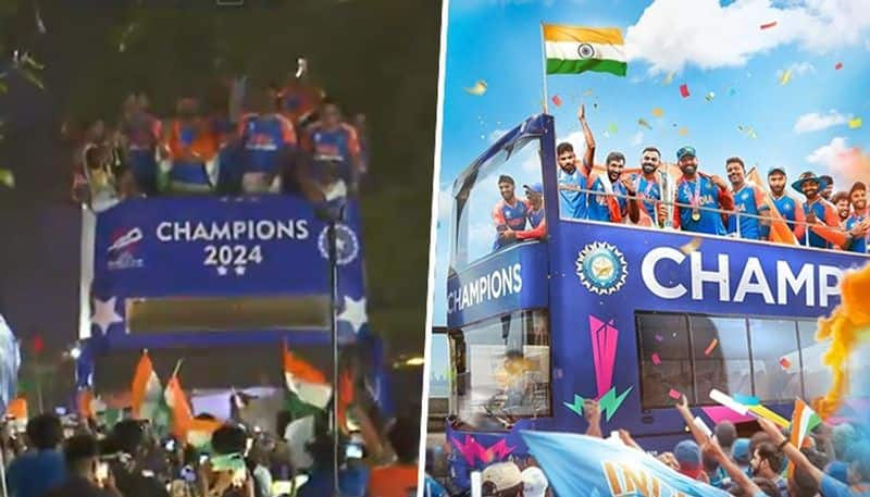 Team India celebrates T20 WC 2024 triumph with jubilant open bus victory parade in Mumbai; WATCH fan frenzy