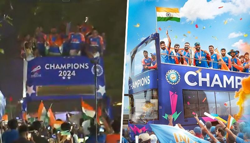 Team India celebrates T20 WC 2024 triumph with jubilant open bus victory parade in Mumbai; WATCH fan frenzy snt