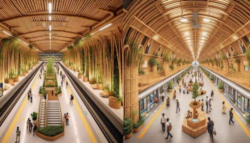 Bengaluru Bamboo interiors for Bamboo bazaar metro station Jayadeva to Meenakshi stretch modified vkp