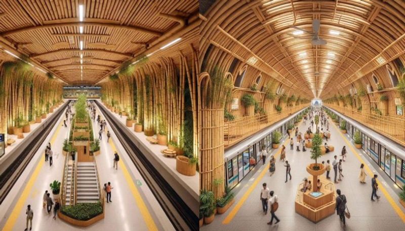 Bengaluru Bamboo interiors for Bamboo bazaar metro station Jayadeva to Meenakshi stretch modified vkp