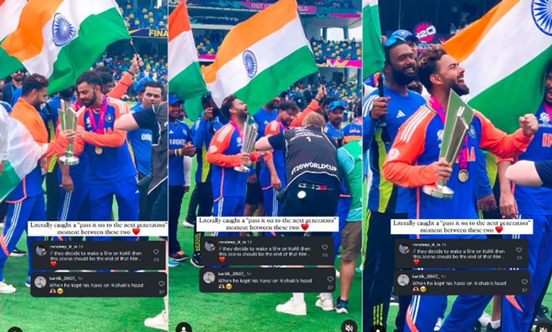 Rishabh pant gets emotional after virat kohli handover t20 world cup trophy during victory parade ckm