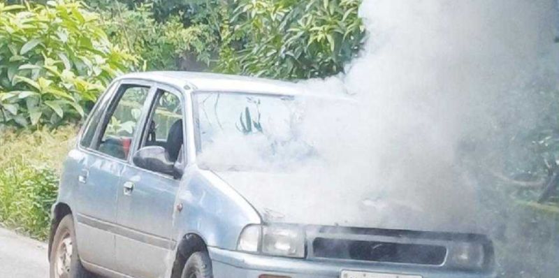 car caught fire while driving in nilambur