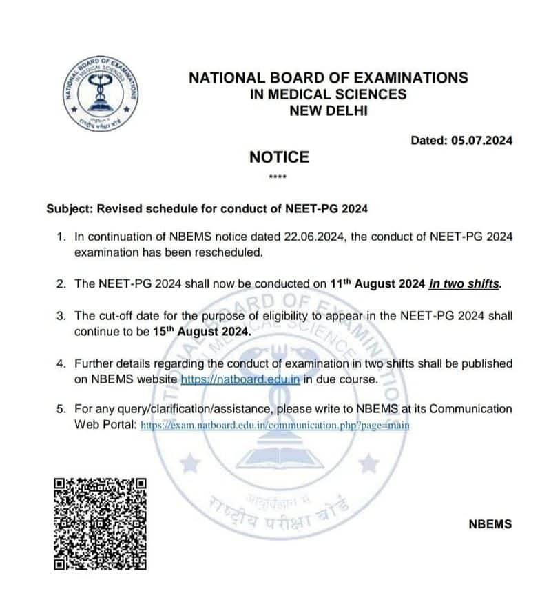 NEET PG 2024 will be conducted on 11th August in two shifts anr 