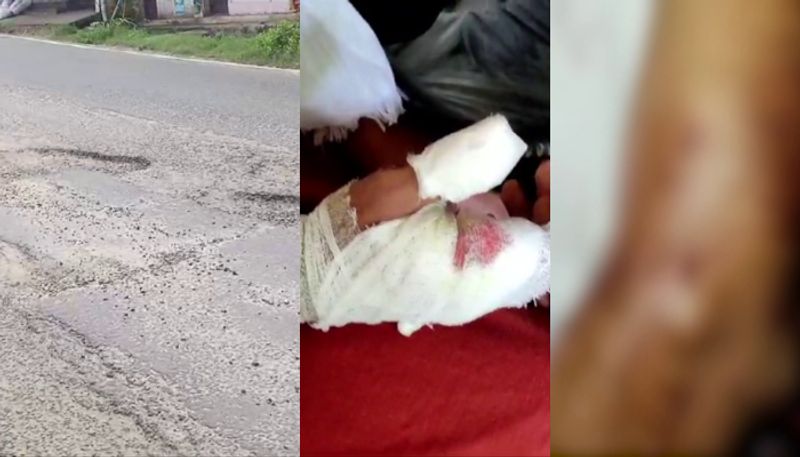 ksrtc bus door automatically opened while going in heavy speed through road pothole plustwo student fell on the road and got injured