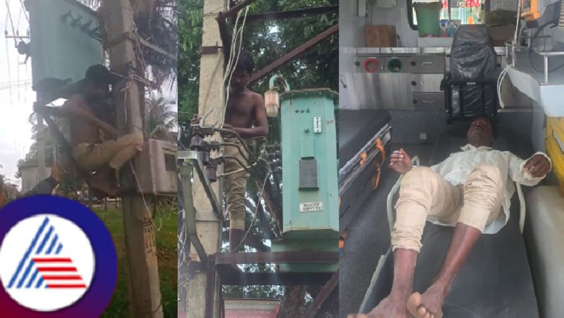 BESCOM personnel rescued the person who sat on power transfer at tumakuru rav