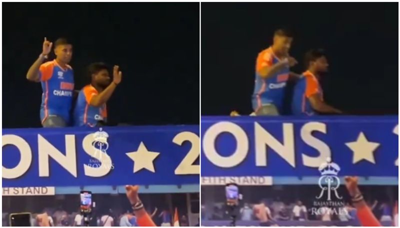 watch video suryakumar yadav asks cricket fans to cheer for sanju samson