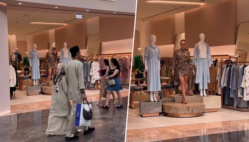 Viral video: Female model stands on display as live mannequin at clothing store in Dubai mall; netizens react (WATCH) gcw