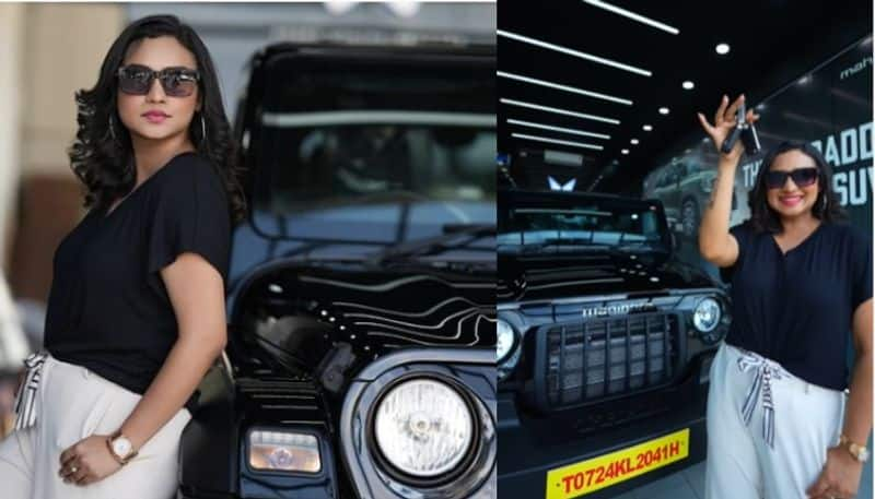 malayalam television anchor lakshmi nakshathra buy new mahindra suv thar 