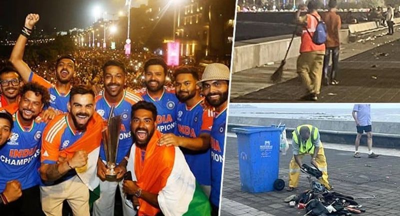 After T20 WC Victory Parade Completes BMC Collects 11,500 Kg Waste from Marine Drive over night rsk