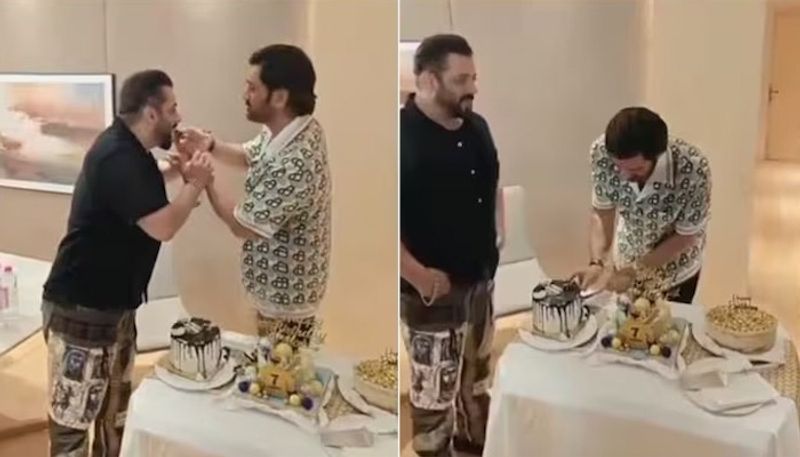 Video  Salman Khan celebrates MS Dhoni's 43rd birthday at Galaxy Apartment; star also gives cricketer a cute nickname RBA