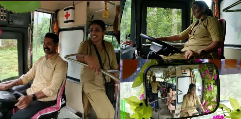 husband driver wife conductor happy couple at vande bharat bus in kannur