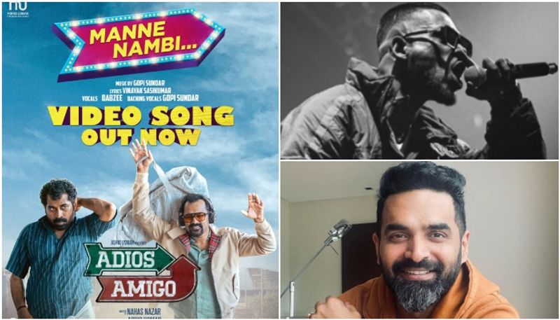 Manne Nambi song Adios Amigo Asif Ali Suraj Venjaramoodu staring Gopi Sundar music Dabzee vocal vvk