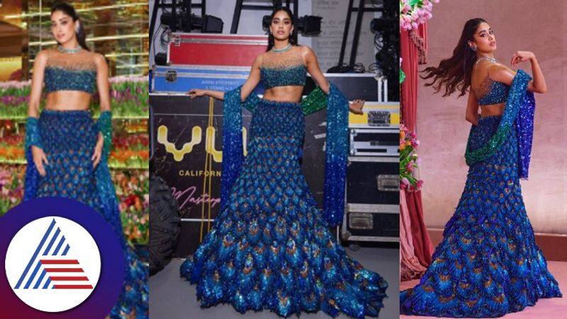 Janhvi Kapoor Stuns In A Gorgeous Peacock Feather-Embellished Lehenga At Anant And Radhika Sangeet Ceremony skr