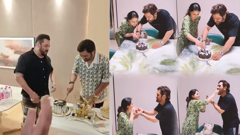 Happy birthday Dhoni bhai: Champion captain ms dhoni cuts cake in the presence of Salman Khan, Sakshi Dhoni RMA