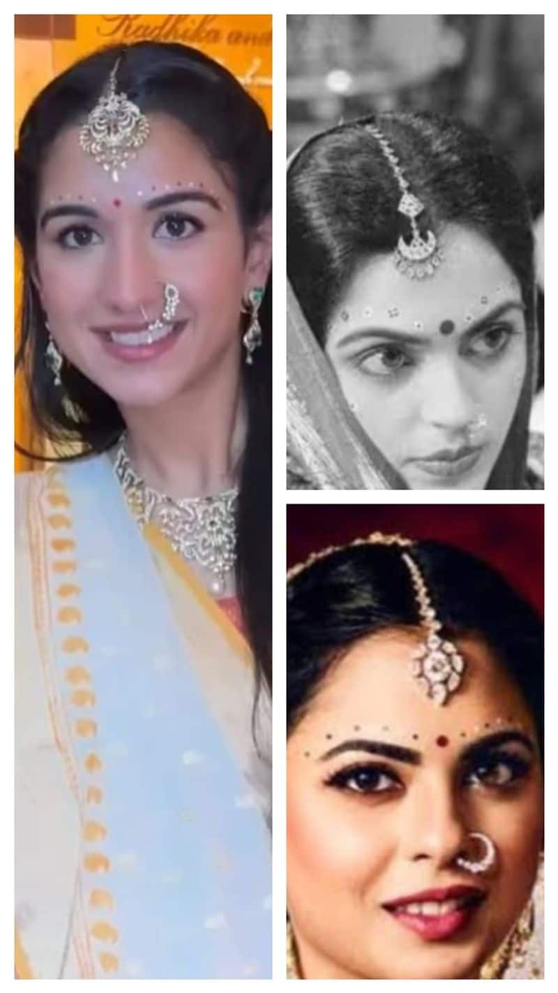 Radhika Merchant traditional gujrati bridal peer bindi look at Grah Shanti Puja xbw