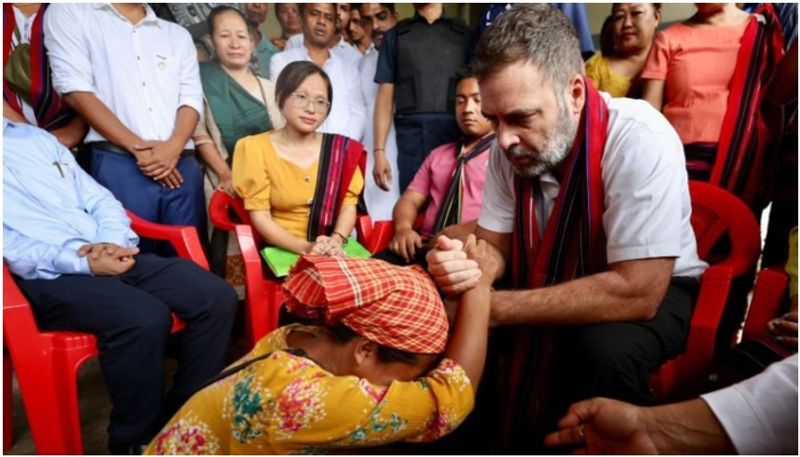 rahul gandhi manipur visit reached relief camps in manipur 