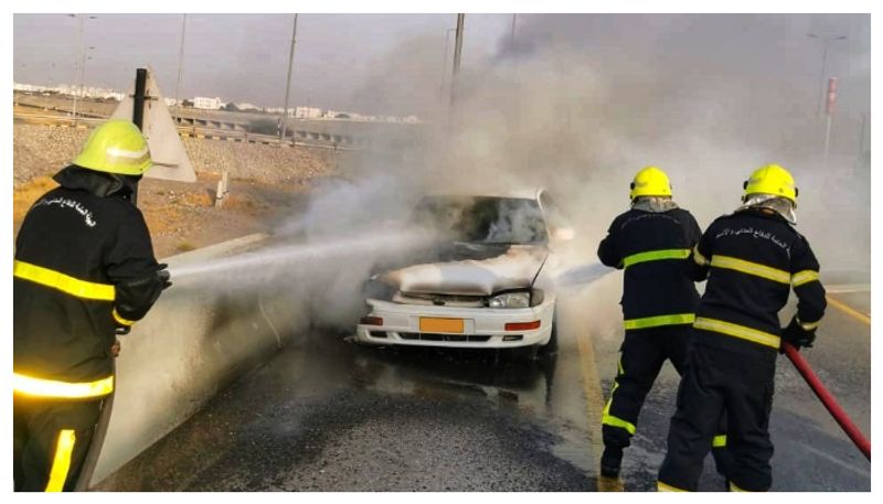 vehicle catches fire in oman 