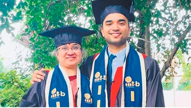 Mother PhD Son MTech duo obtained degrees on same stage from Bangalore IIT give credits to father akb