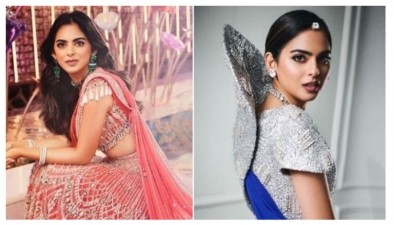 isha ambani looks stylish in saree and lehenga