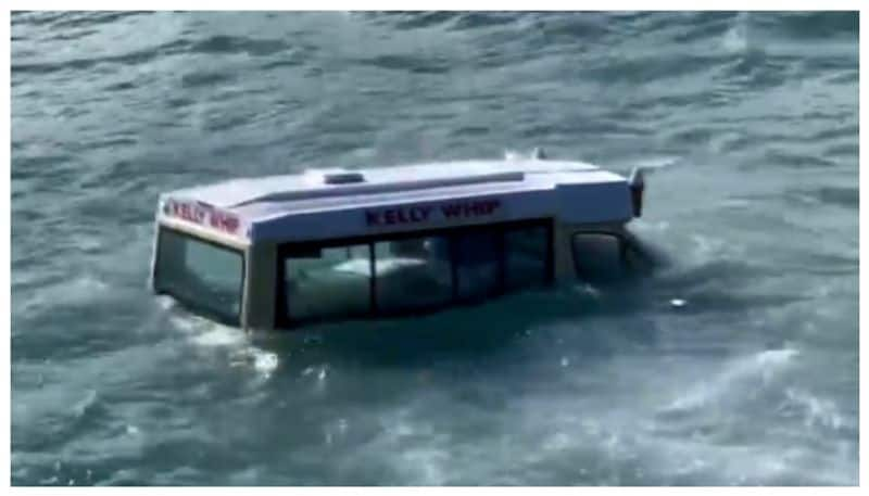 video of an ice-cream truck floating into the sea has gone viral 