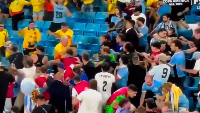 Uruguay players fight