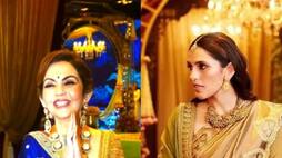 anant ambani shiva shakti puja nita ambani wore  gold blouse lehenga shloka mehta masaba collection saree kxa