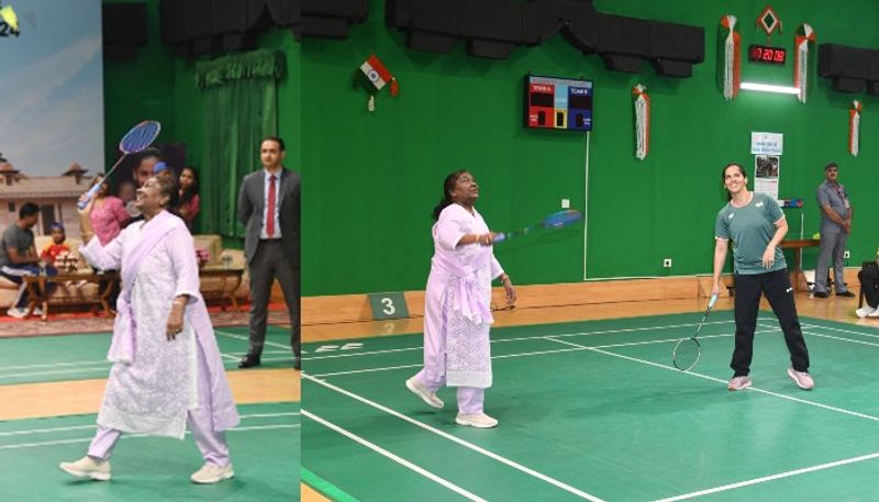 President Droupadi Murmu engages in friendly Badminton match with Saina Nehwal at Rashtrapati Bhavan