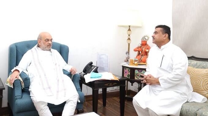 bjp update 45 minutes meeting between Amit Shah and Suvendu Adhikari in Delhi bsm