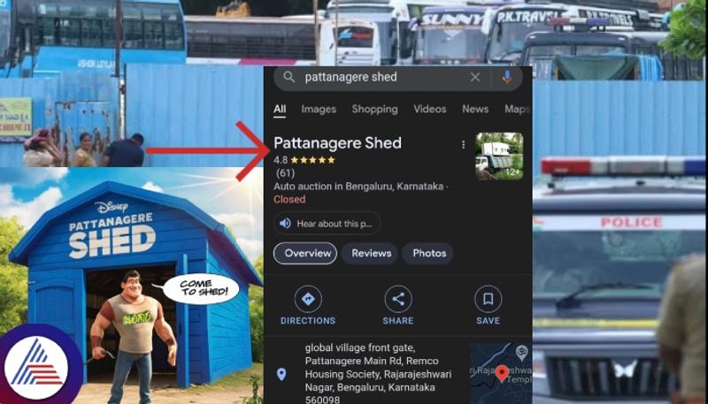 Actor darshan gang Renuka swamy murder spot pattanagere shed get 4 8 star rating on google map sat