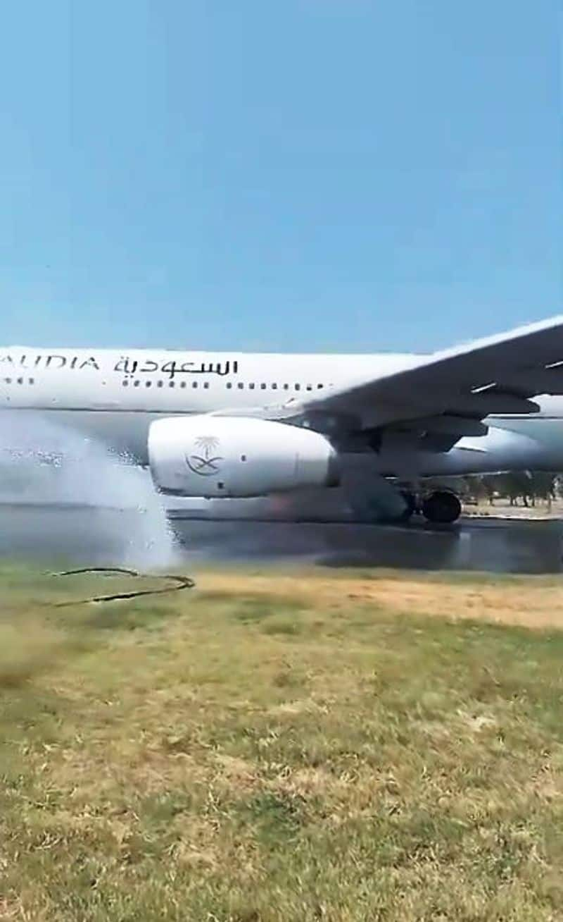 Saudi flight catches fire during landing in Peshawar