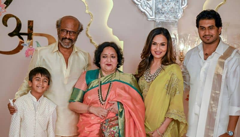 super star rajinikanth attended anant ambani wedding along with wife and daughter ans