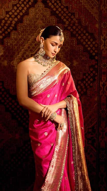 Ashavali Weave Saree in Gold & Silver