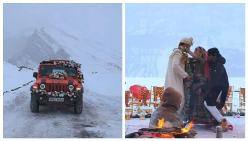 social media react on viral video of a wedding at minus 25 degrees at an altitude of 12500 feet