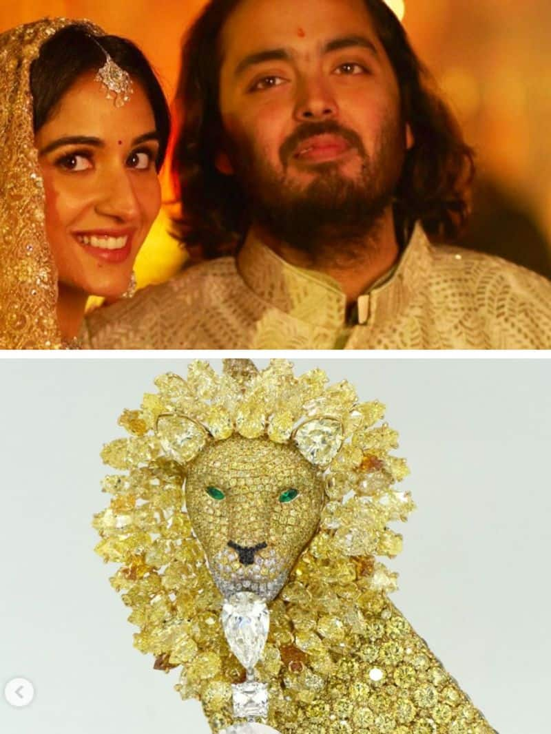 Anant Ambani wears 50-carat diamond custom lion brooch for pre-wedding RKK