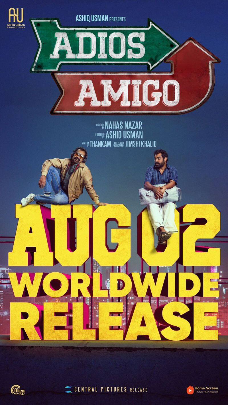 asif ali and suraj venjaramoodu movie adios amigo release on August 2 