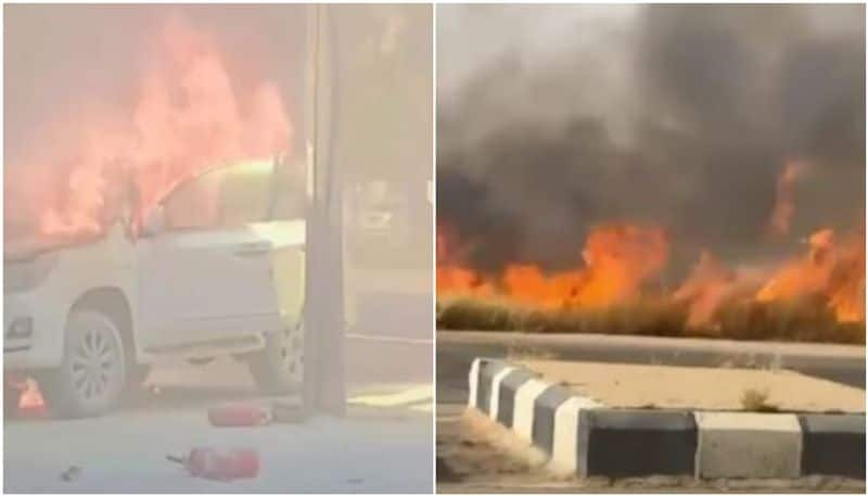 car catches fire inside a workshop in saudi arabia 