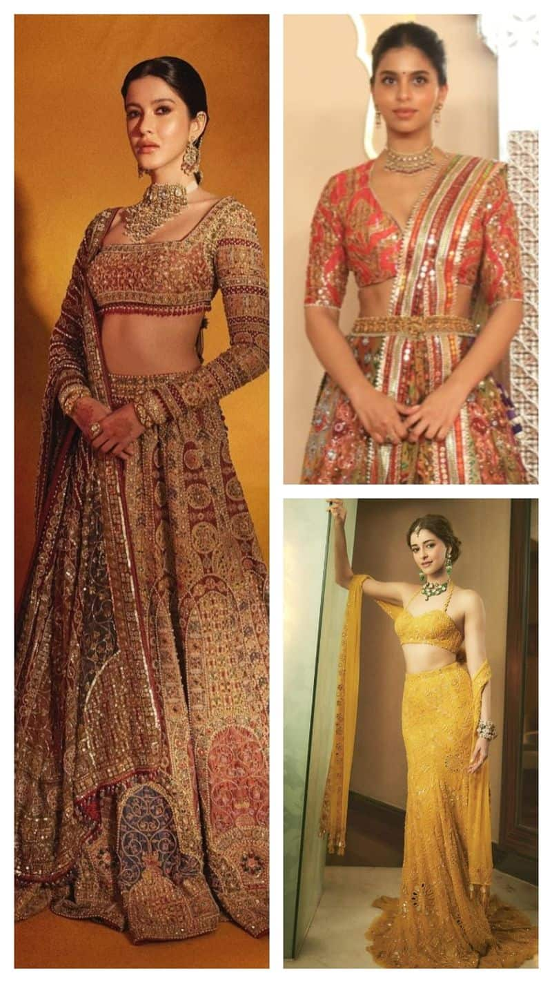 Suhana Khan Ananya panday and Shanaya Kapoor lehenga look at Anant Ambani wedding