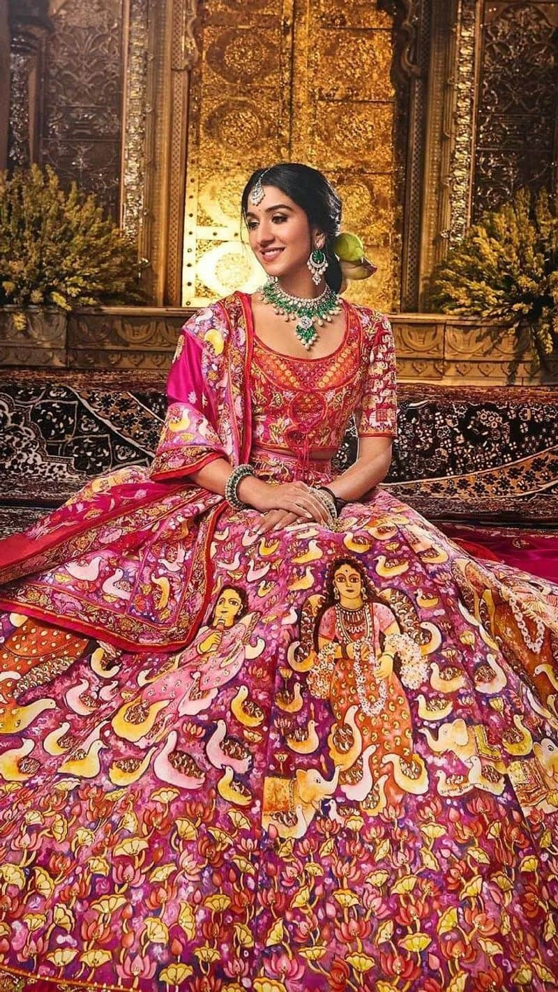 Radhika Merchant lehenga  Look from Anant Ambani Ashirwad function