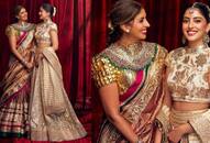 shweta bachchan heavy necklace navya nanda sequined lehenga turtle neck choli at anant ambani function