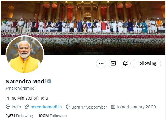 PM Modi becomes most followed global leader on X with 100 million followers sgb