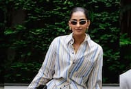 actress sonam Kapoor stylish and expensive striped dress at Wimbledon 2024 final 