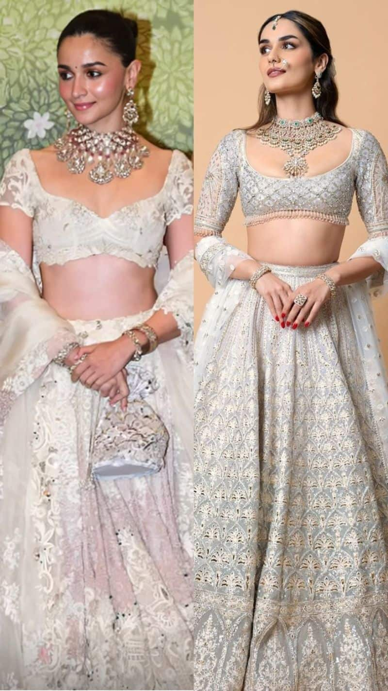 trending celebrity fashion anant radhika wedding silver embroidery saree pastel lehenga