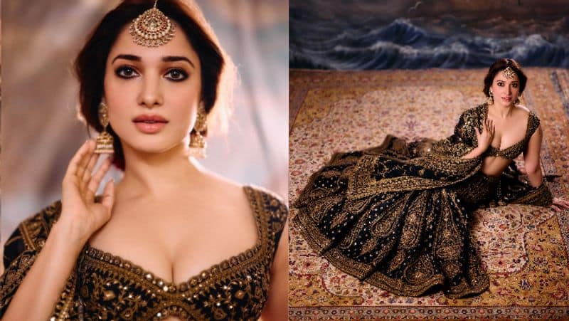 anant ambani radhika merchant wedding Tamannaah Bhatia glamourous black golden lehenga BHADRA NALIKA cost 