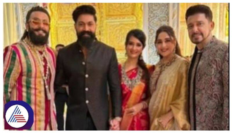 yash radhika pandit and madhuri dixit pair shines together in anant ambani marriage venue srb