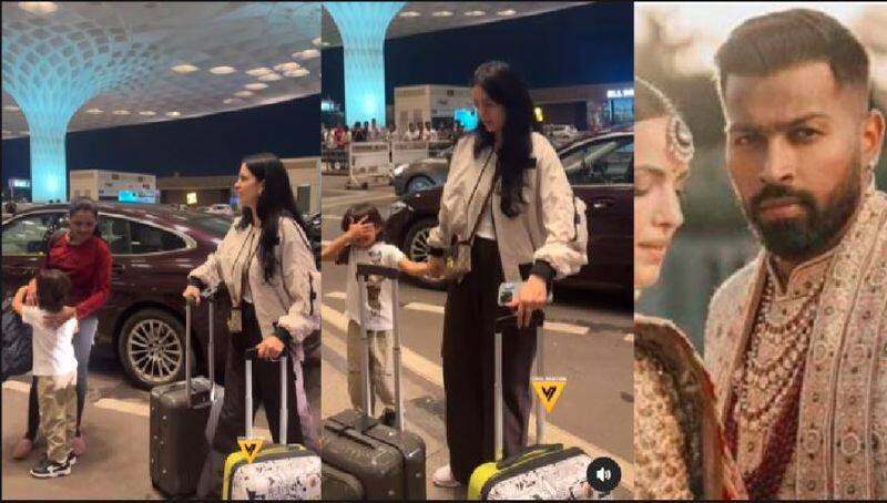 Is Hardik Pandyas wife Natasa Stankovic left the country with her son agastya amid divorce rumours spotted at mumbai airport with luggage akb