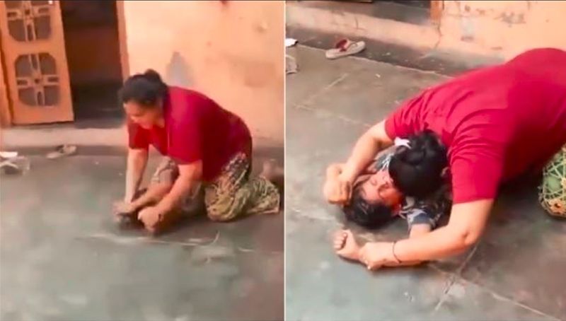 Mother brutually assult her child to scare her husband who left her haridwara police react on viral video akb